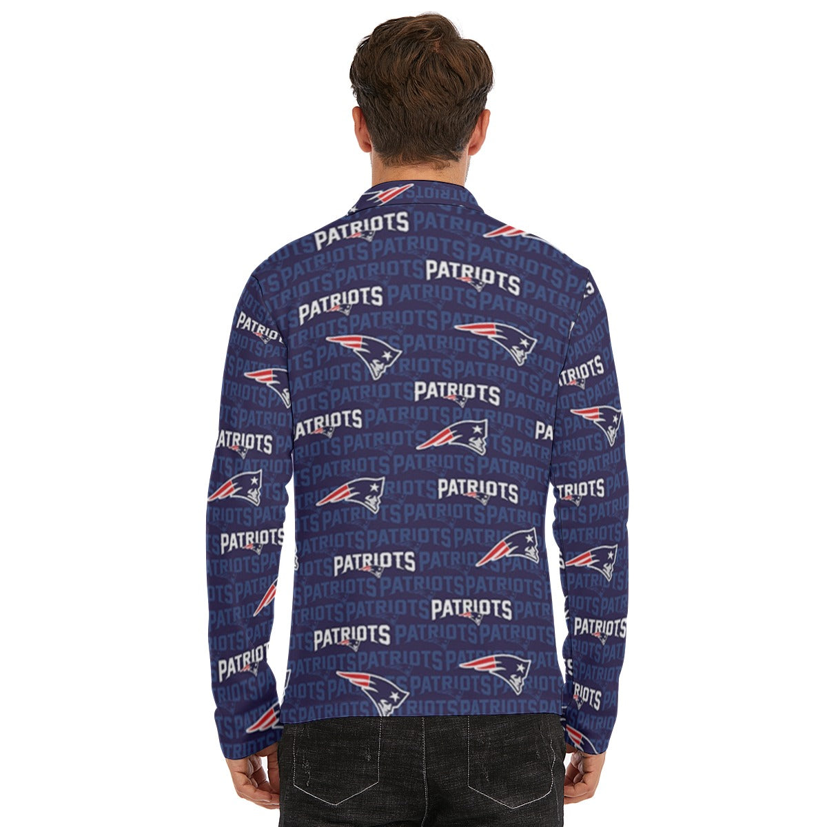 New England Football Game Day All-Over Print Men's Lapel T-shirt With Neckline Zipper Closure