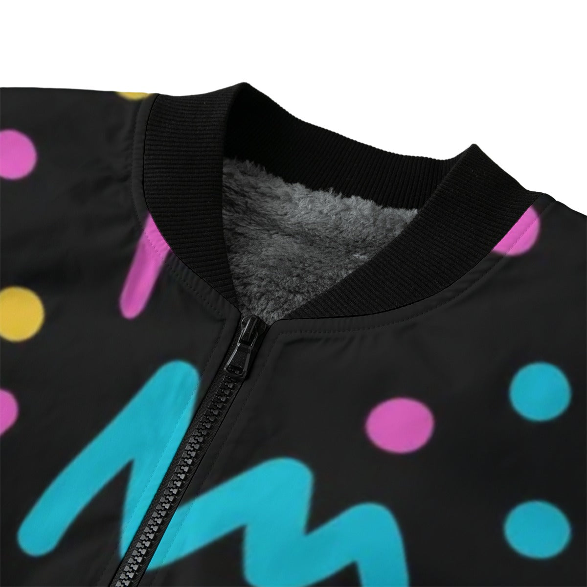 Urban Legend 90s Street Icons – Memphis Style Hand-Drawn Textured Fleece Bomber Jacket