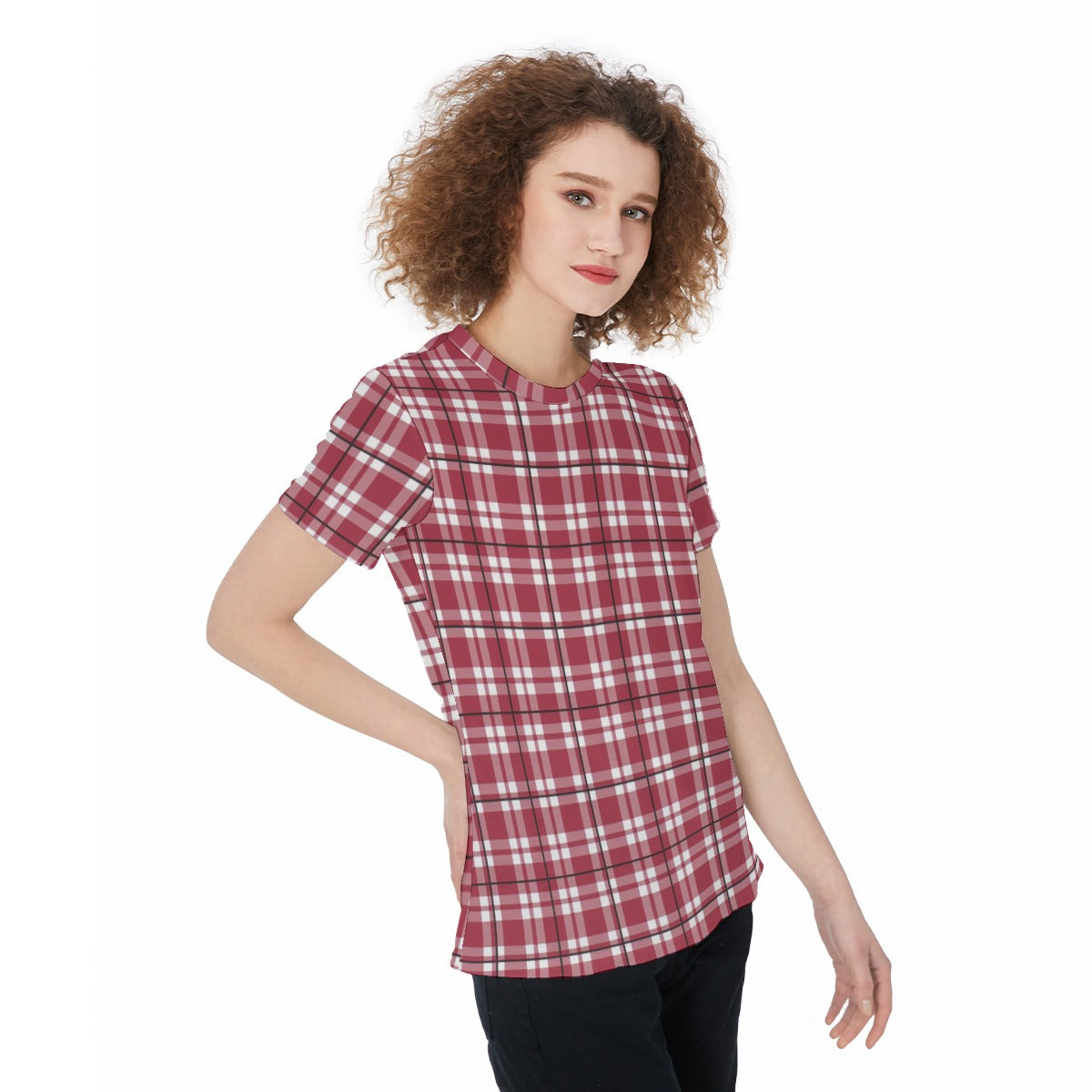 Alabama Tartan plaid Round Neck T-Shirt