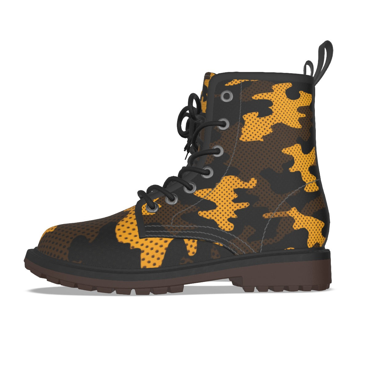 Urban Legend Central Florida Black and Gold Camo Martin Short Boots – Bold Knights-Inspired Streetwe
