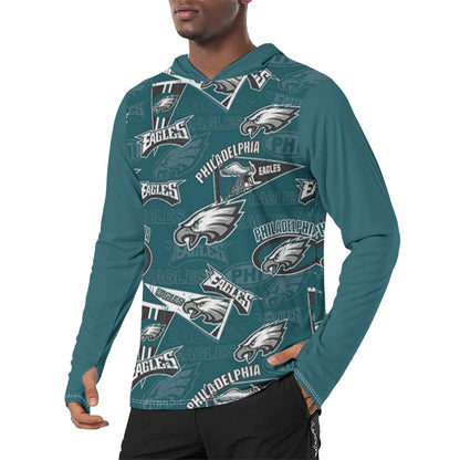 Philadelphia Football Game Day All-Over Print Men's Sunscreen  Sports Hoodie With Thumb Holes