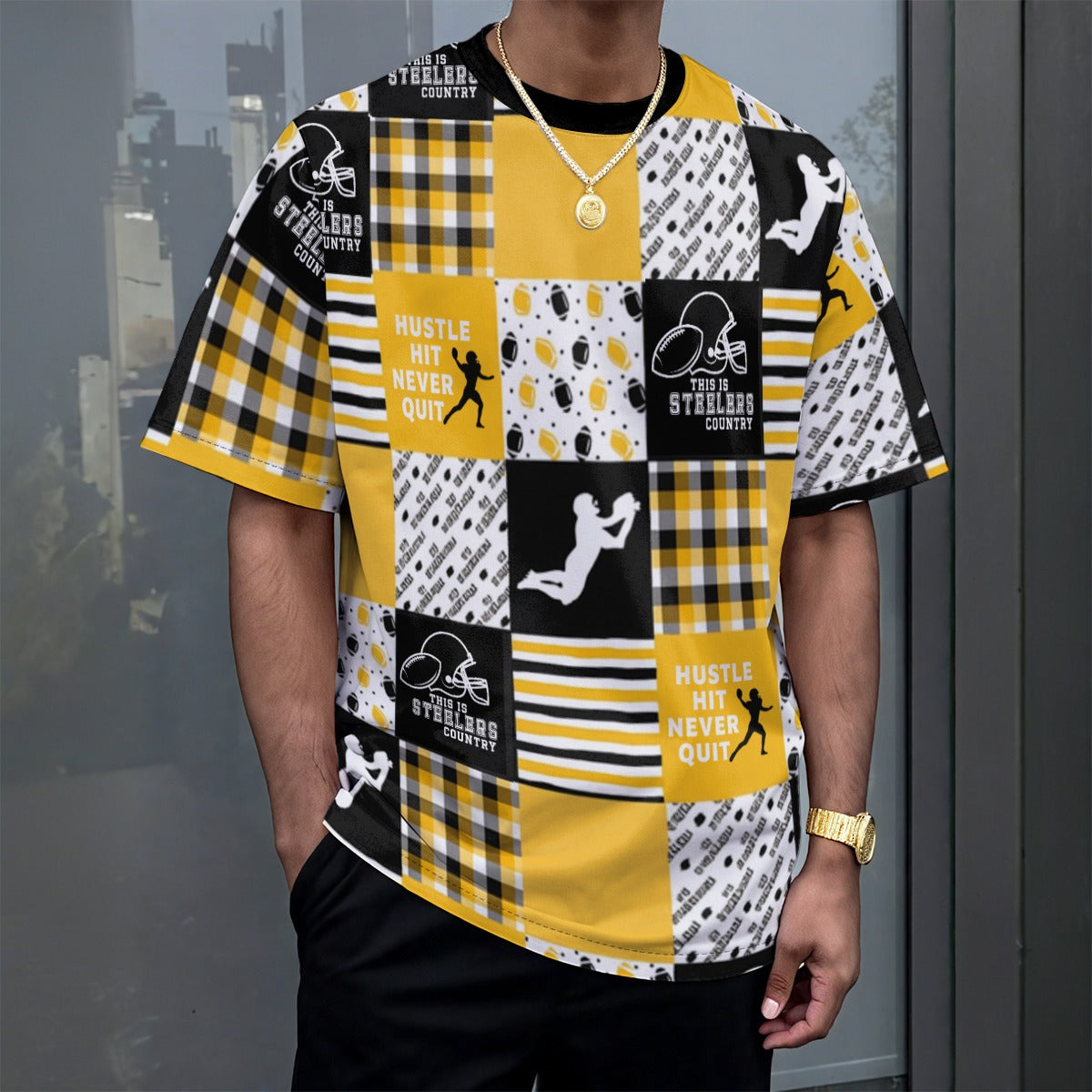 All-Over Print Unisex Drop-shoulder T-shirt|180GSM