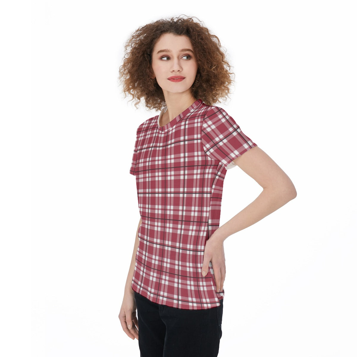 Alabama Tartan plaid Round Neck T-Shirt