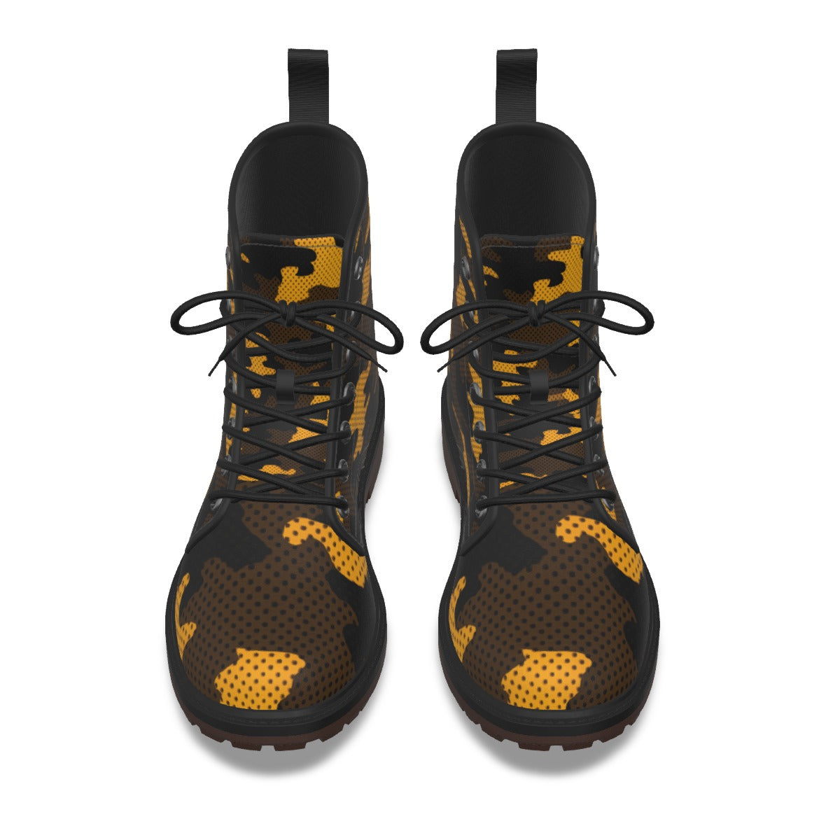 Urban Legend Central Florida Black and Gold Camo Martin Short Boots – Bold Knights-Inspired Streetwe