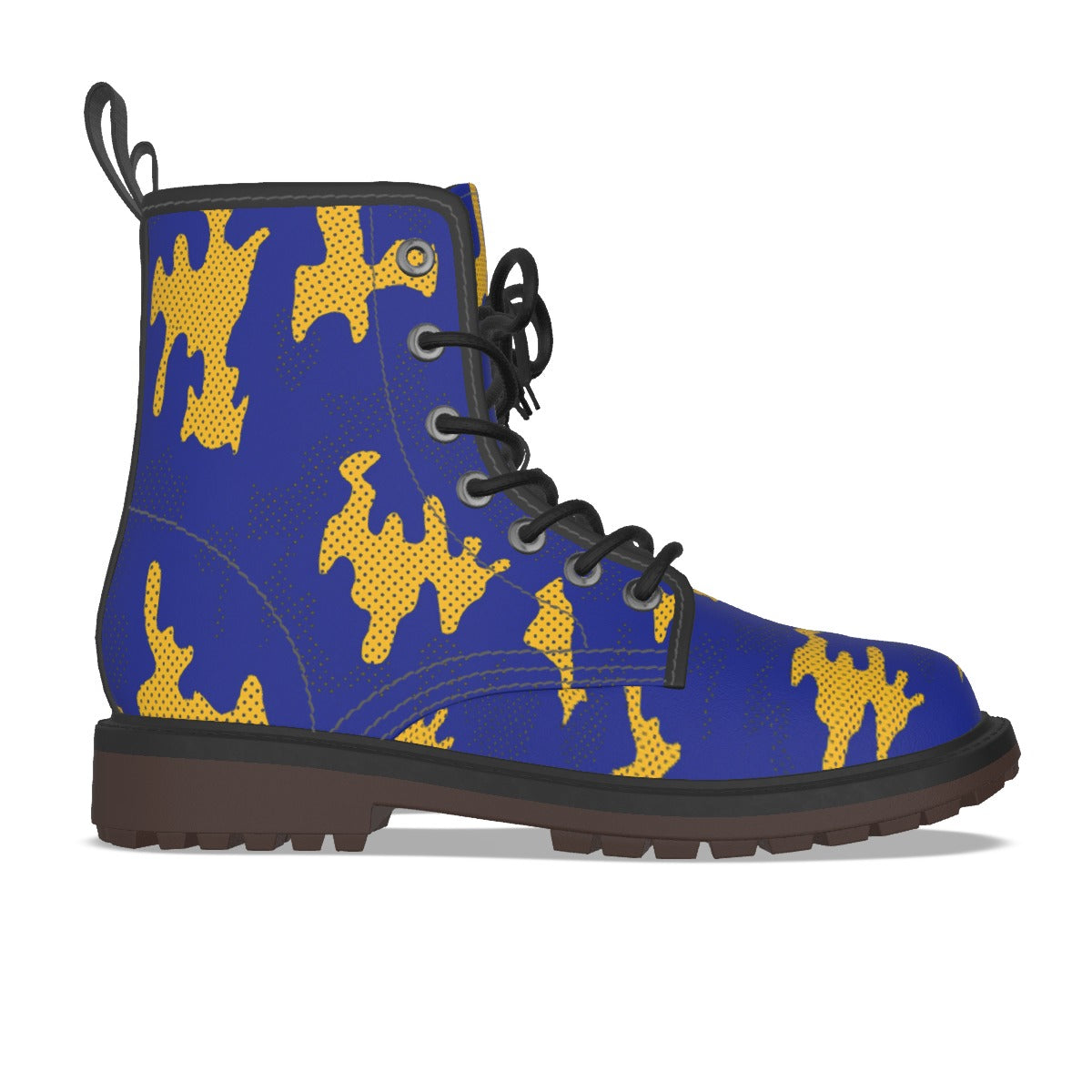 Urban Legend Pittsburgh Blue and Gold Camo Martin Short Boots – Panthers-Inspired Streetwear for Gam