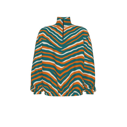 Miami Football Game Day All-Over Print Unisex Turtleneck Zippered Sweatshirt