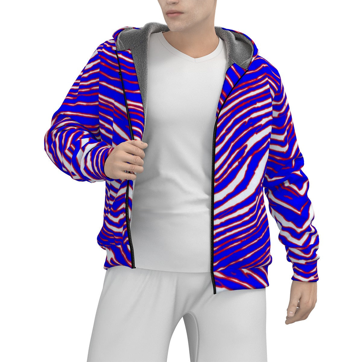 Buffalo Bills Zubaz Men's Sherpa Fleece Zip Up Hoodie