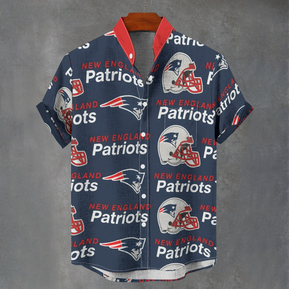 New England Football Game Day All-Over Print Men's Stand Collar Shirt|110GSM Imitation Flax