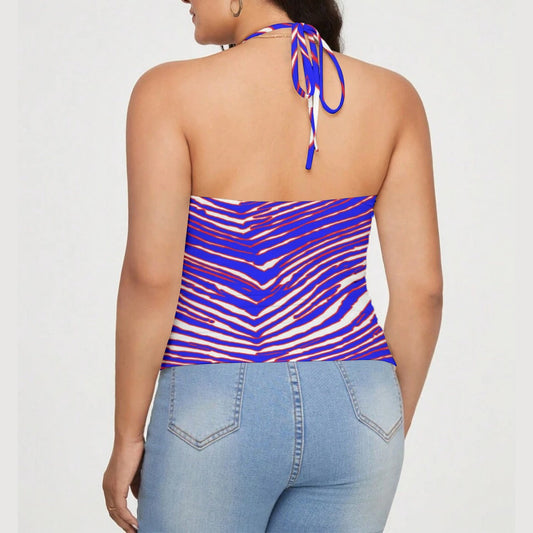 Buffalo Bills Zubaz Women's Lace-Trimmed Tie-Back Top