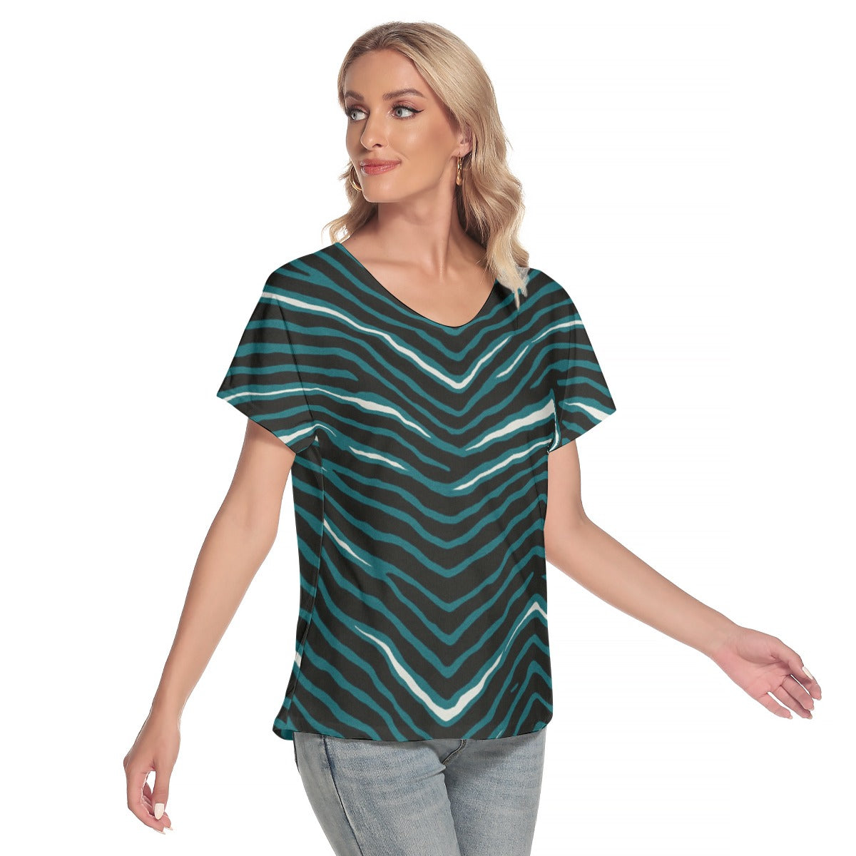 Philadelphia Football Game Day All-Over Print Women's Loose V-neck Short Sleeve T-shirt