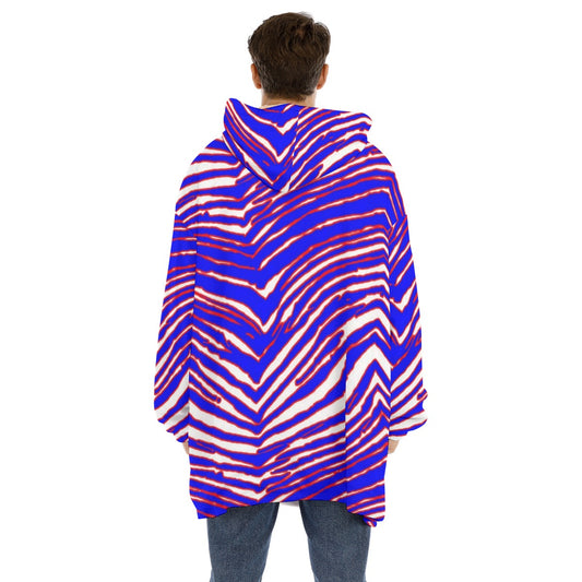 Buffalo Bills Zubaz Unisex Sherpa Fleece Hoodie Blanket