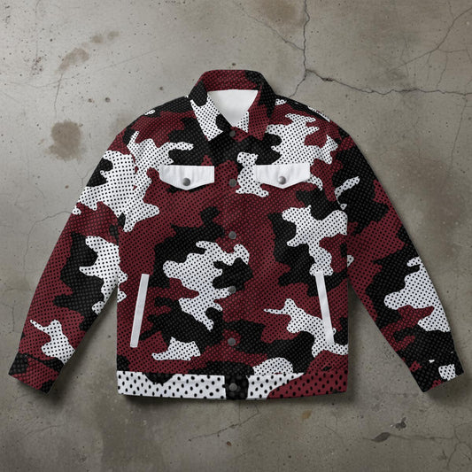 Urban Legend Texas  Maroon White Camo Unisex Collared Jacket