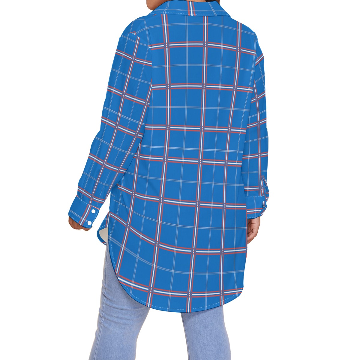 Kansas Tartan Plaid Jayhawks Women's Shirt With Long Sleeve(Plus Size)