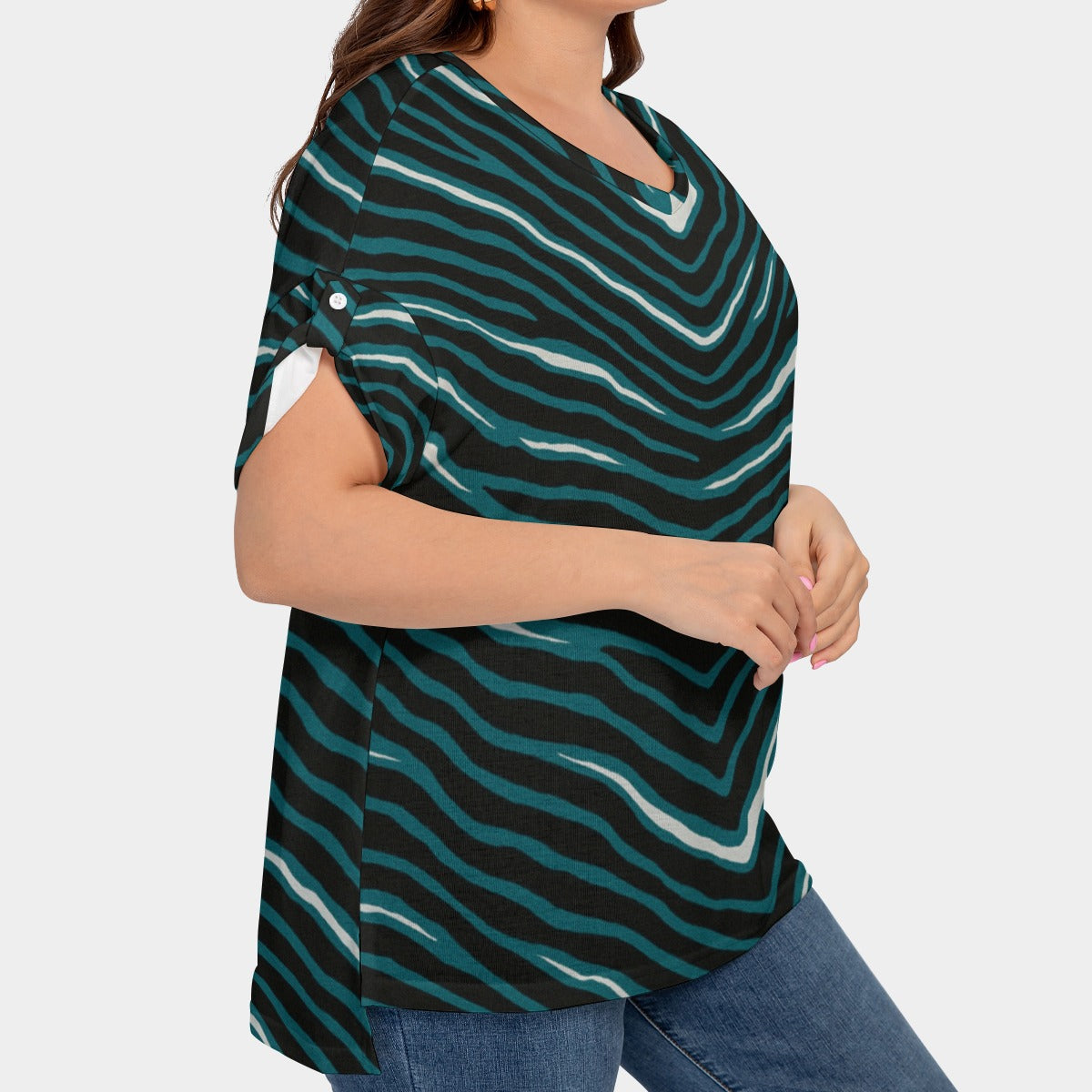 Philadelphia Football Game Day All-Over Print Women's Drop-shoulder Short Sleeve T-shirt With Sleeve Loops(Plus Size)