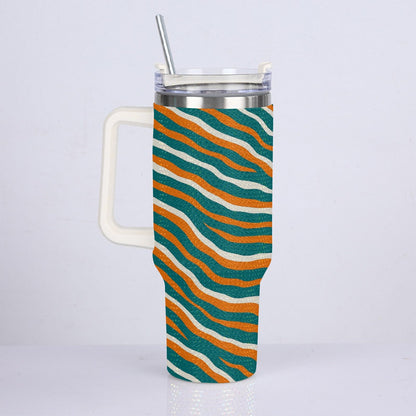 Miami Football Game Day 40oz Diamond Cup With Stainless Steel Straw