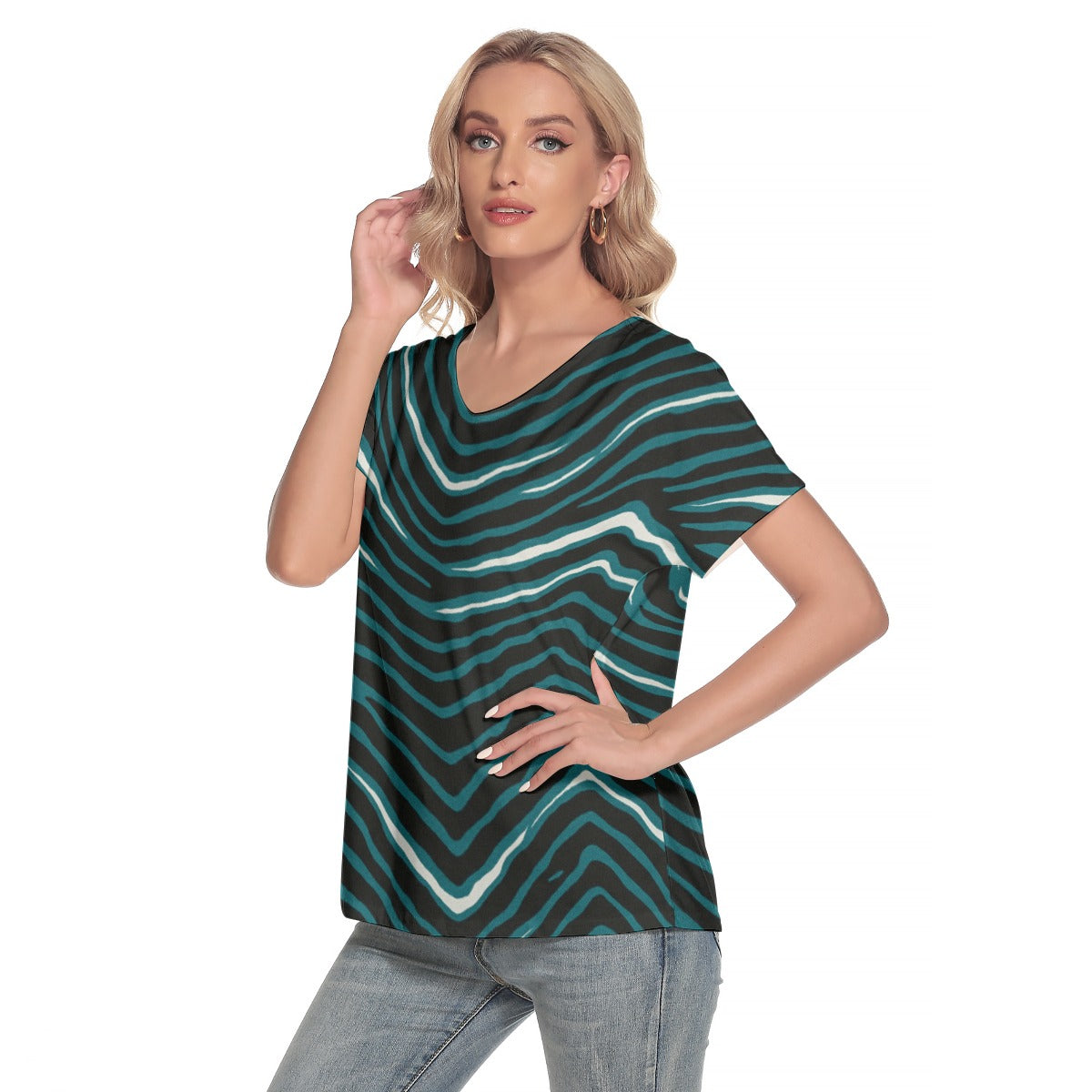 Philadelphia Football Game Day All-Over Print Women's Loose V-neck Short Sleeve T-shirt