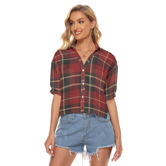 Urban Legend Utah Utes Tartan Plaid Women's V-Neck Shirt – Red, White, and Black College Streetwear
