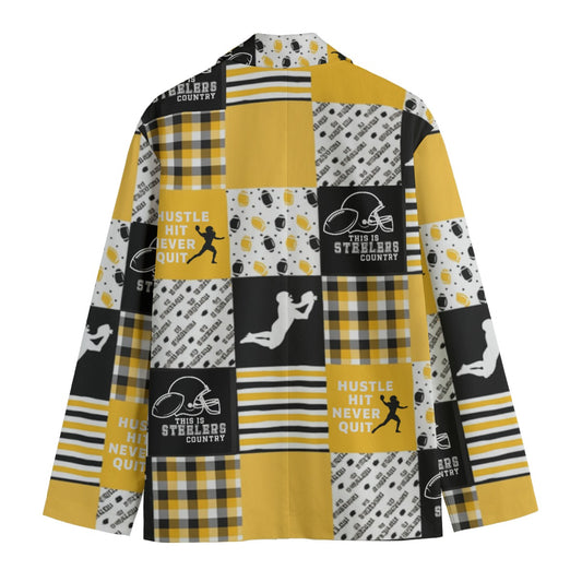 All-Over Print Men's Casual Flat Lapel Collar Blazer