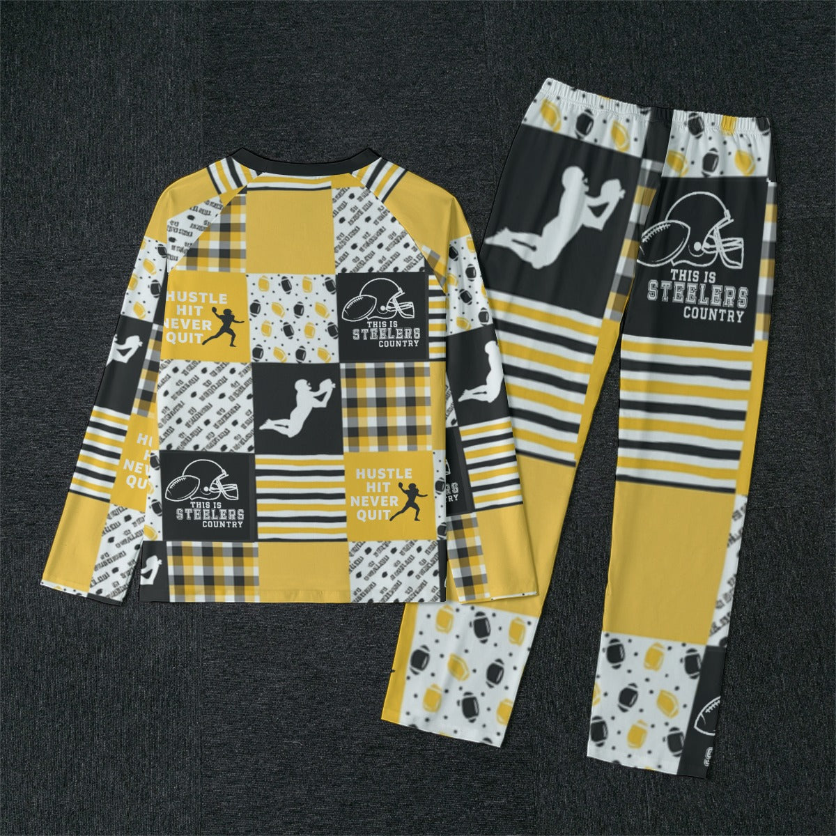 All-Over Print Men's Raglan Sleeve Pajamas With Wide Ankles