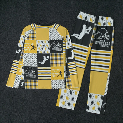 All-Over Print Men's Raglan Sleeve Pajamas With Wide Ankles