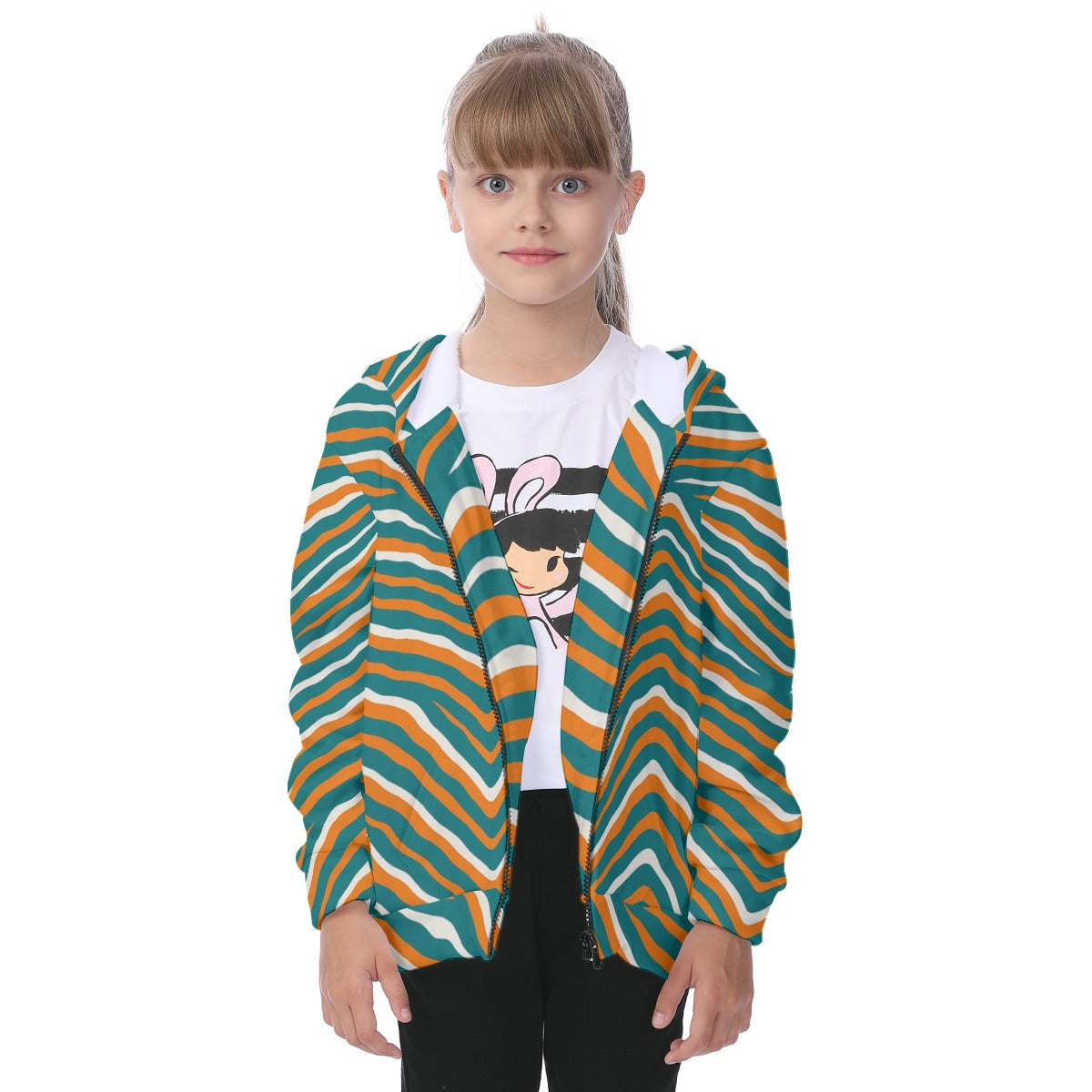 Miami Football Game Day All-Over Print Kid's Heavy Fleece Zip Up Hoodie