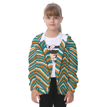 Miami Football Game Day All-Over Print Kid's Heavy Fleece Zip Up Hoodie