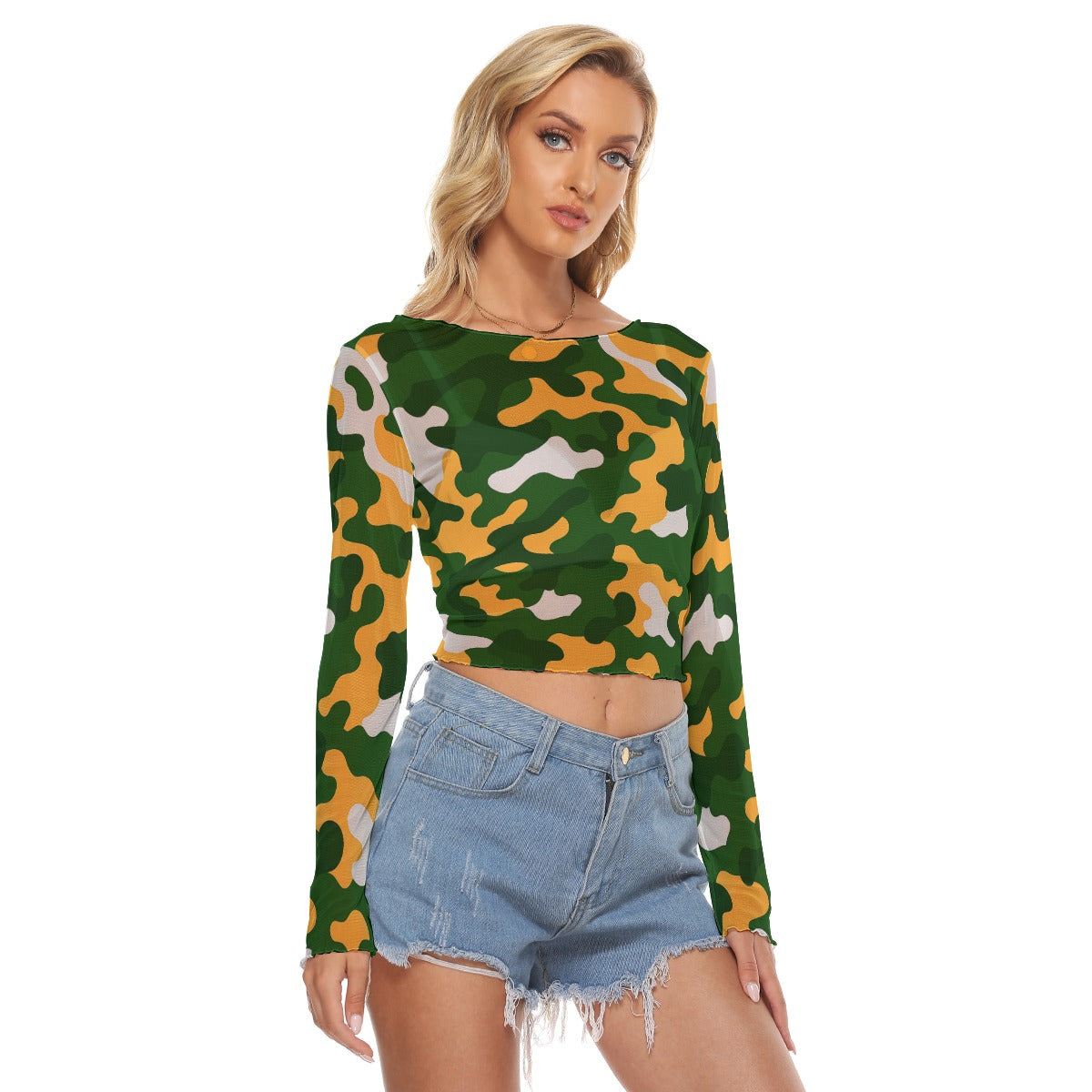 Green Bay Football Game Day All-Over Print Women's Mesh Long Sleeves T-shirt