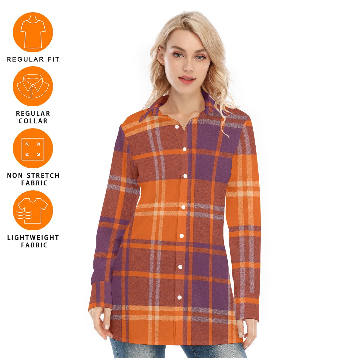 Clemson - Tigers tartan plaid  Women's Long Shirt