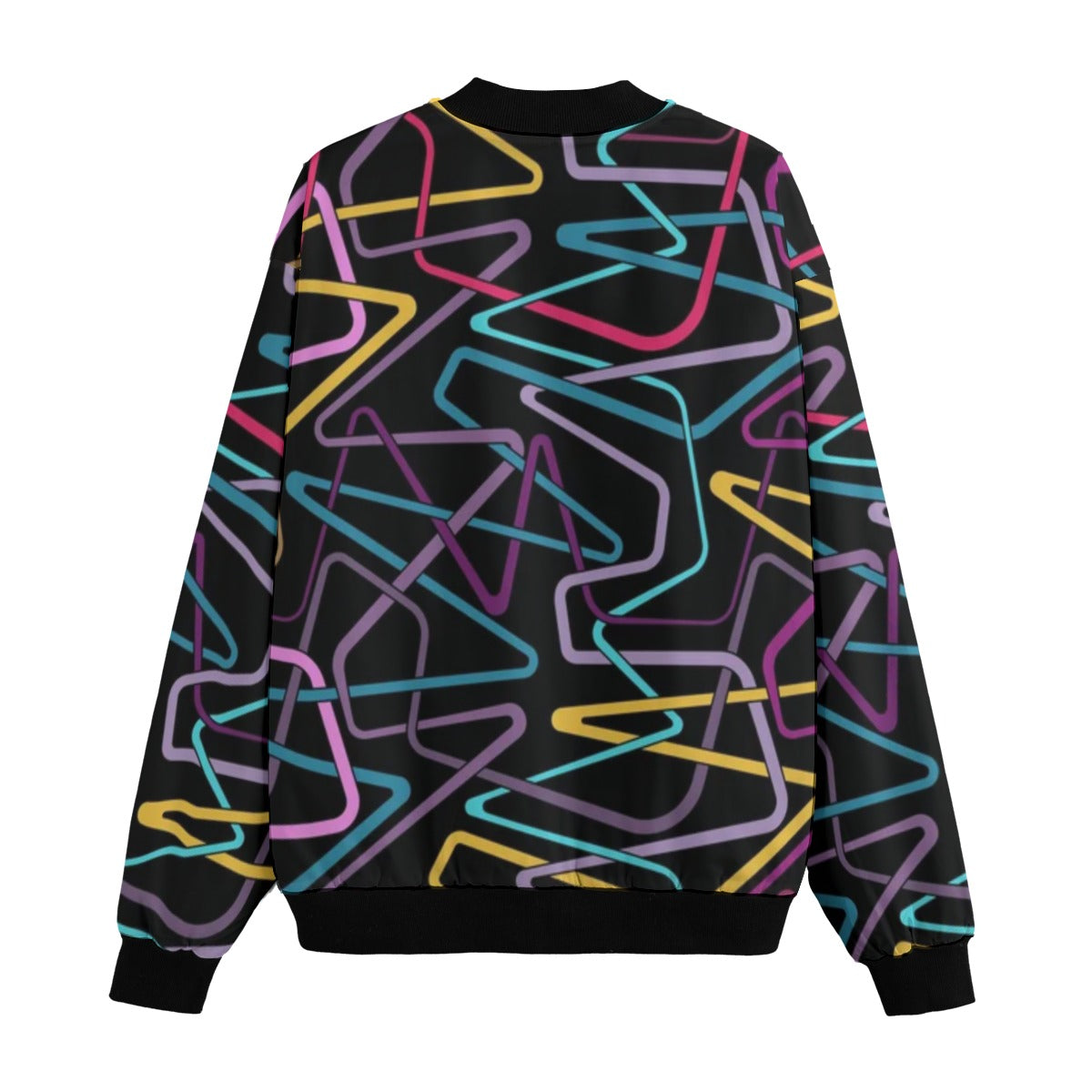 Urban Legend 90s Street Icons Abstract Composition Multicolored Zigzag Fleece Bomber Jacket