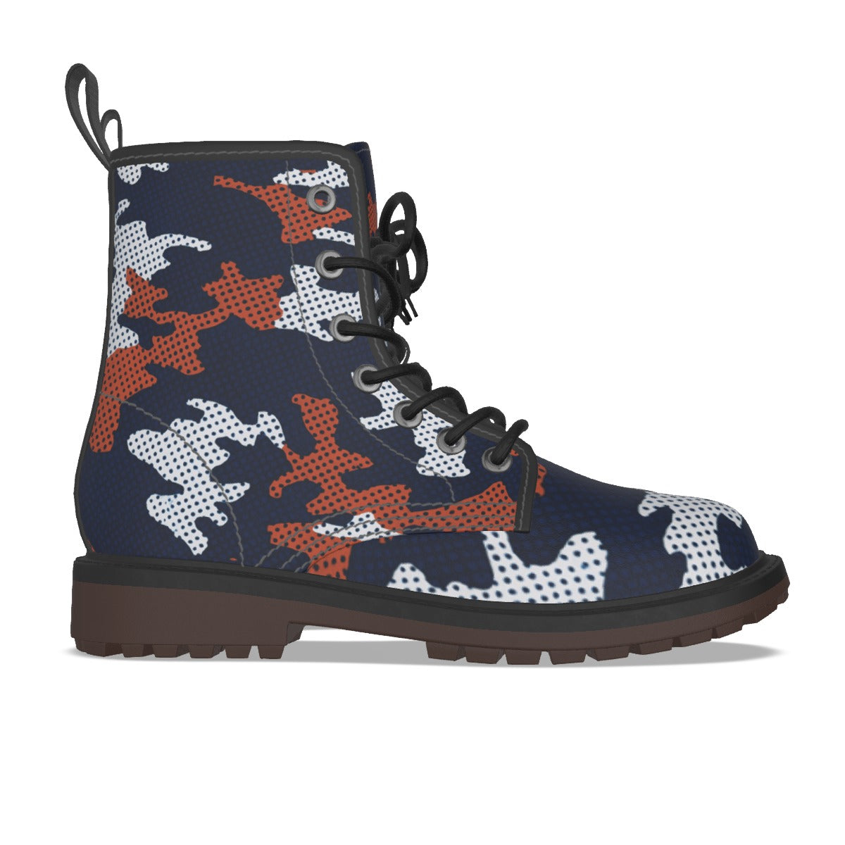 Urban Legend Auburn Navy and Orange Camo Martin Short Boots – Bold College Streetwear for Game Day