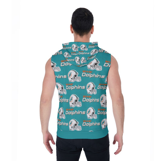 Miami Football Game Day All-Over Print Men's Zipper-Up Sleeveless Hoodie