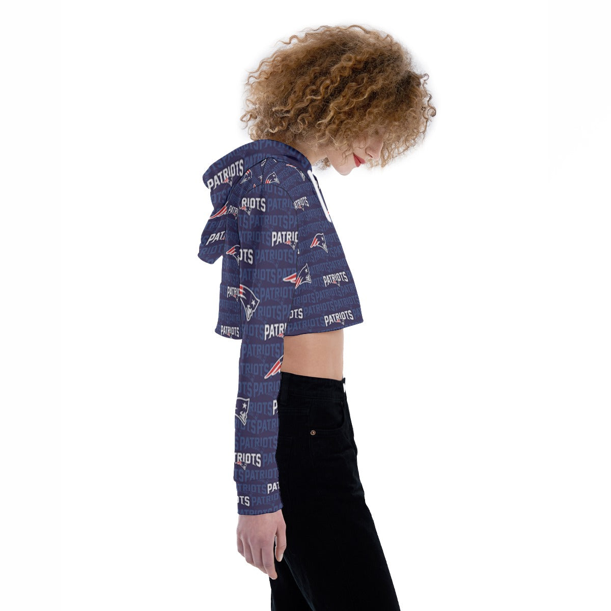 New England Football Game Day All-Over Print Women's Crop Top Hoodie