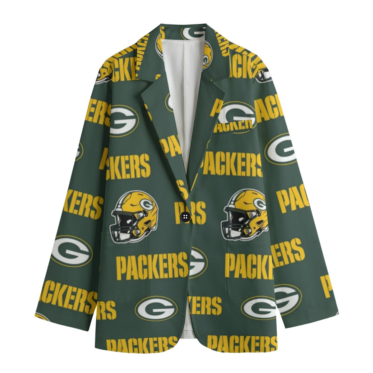Green Bay Football Game Day All-Over Print Women's Leisure Blazer