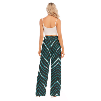 Philadelphia Football Game Day All-Over Print Women's Waist Fungus Edge Wide-leg Pants