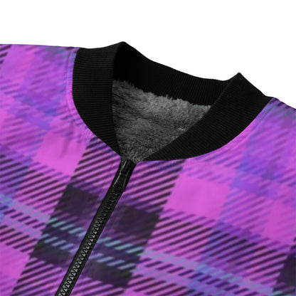 Isle of Skye – purple vibrant tartan  Fleece Bomber Jacket