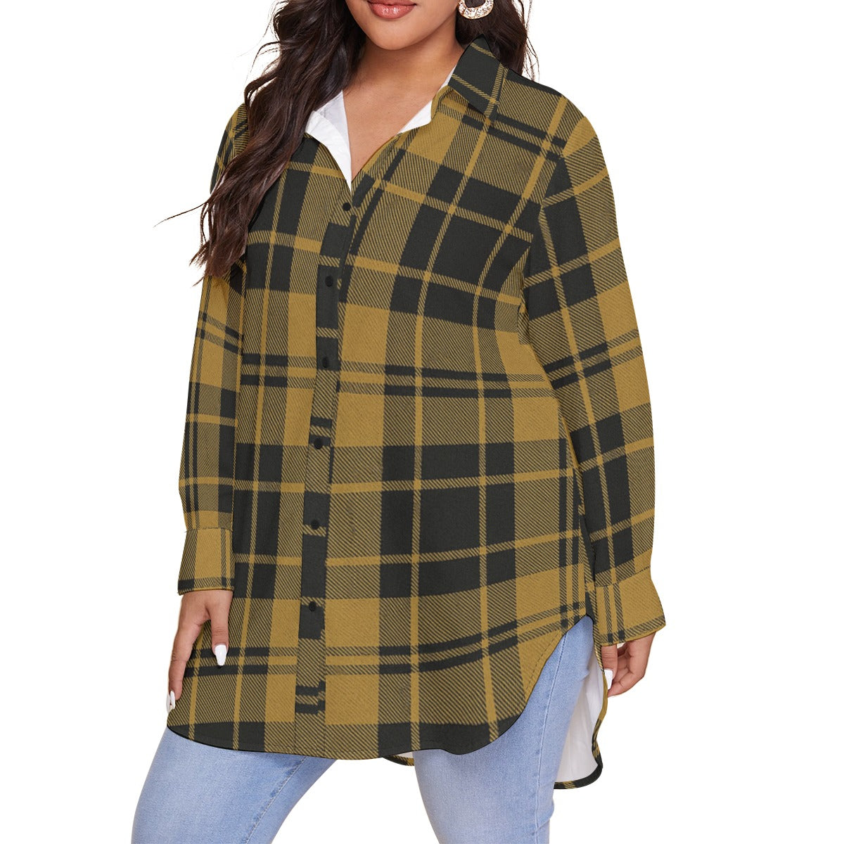 Central Florida - Knights Tartan plaid  Women's Shirt With Long Sleeve(Plus Size)