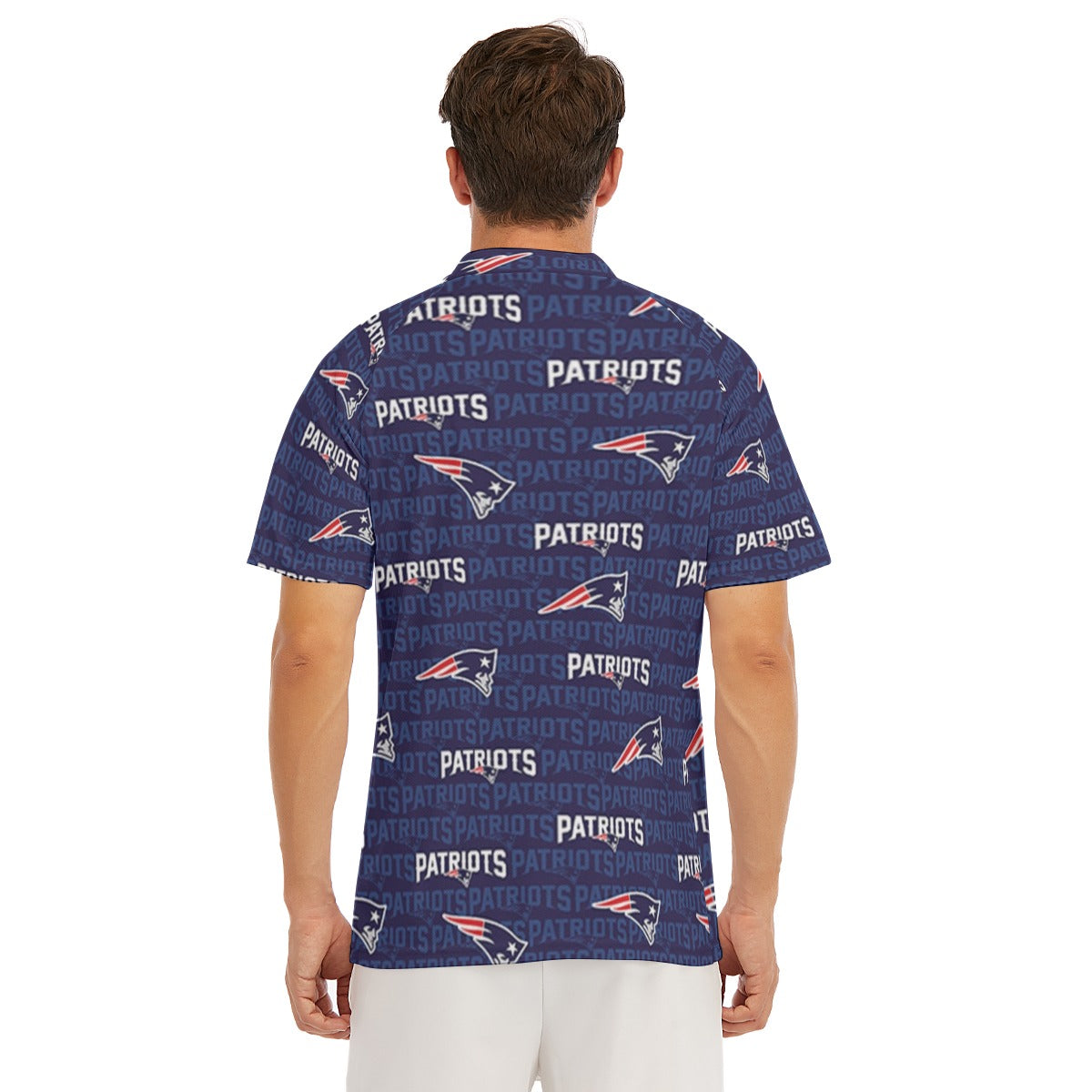 New England Football Game Day All-Over Print Men's Short Sleeve Polo Shirt With Button Closure