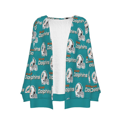 Miami Football Game Day All-Over Print Women's Imitation Knitted Cardigan