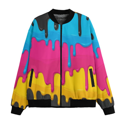 Spray Paint Drips Dripping Paint Fleece Bomber Jacket – Graffiti Streetwear Edge