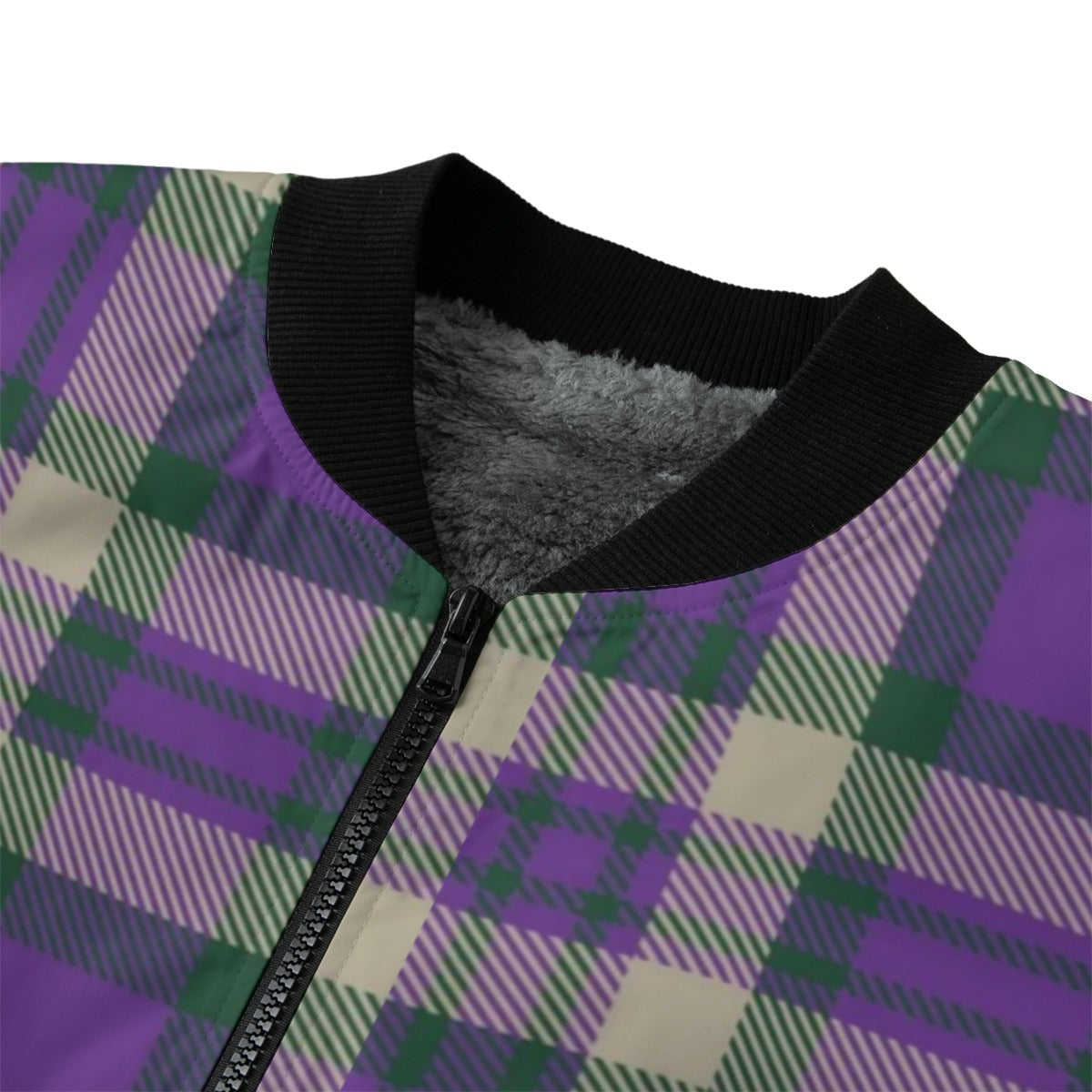 Isle of Skye – vibrant purple tan tartan  Fleece Bomber Jacket