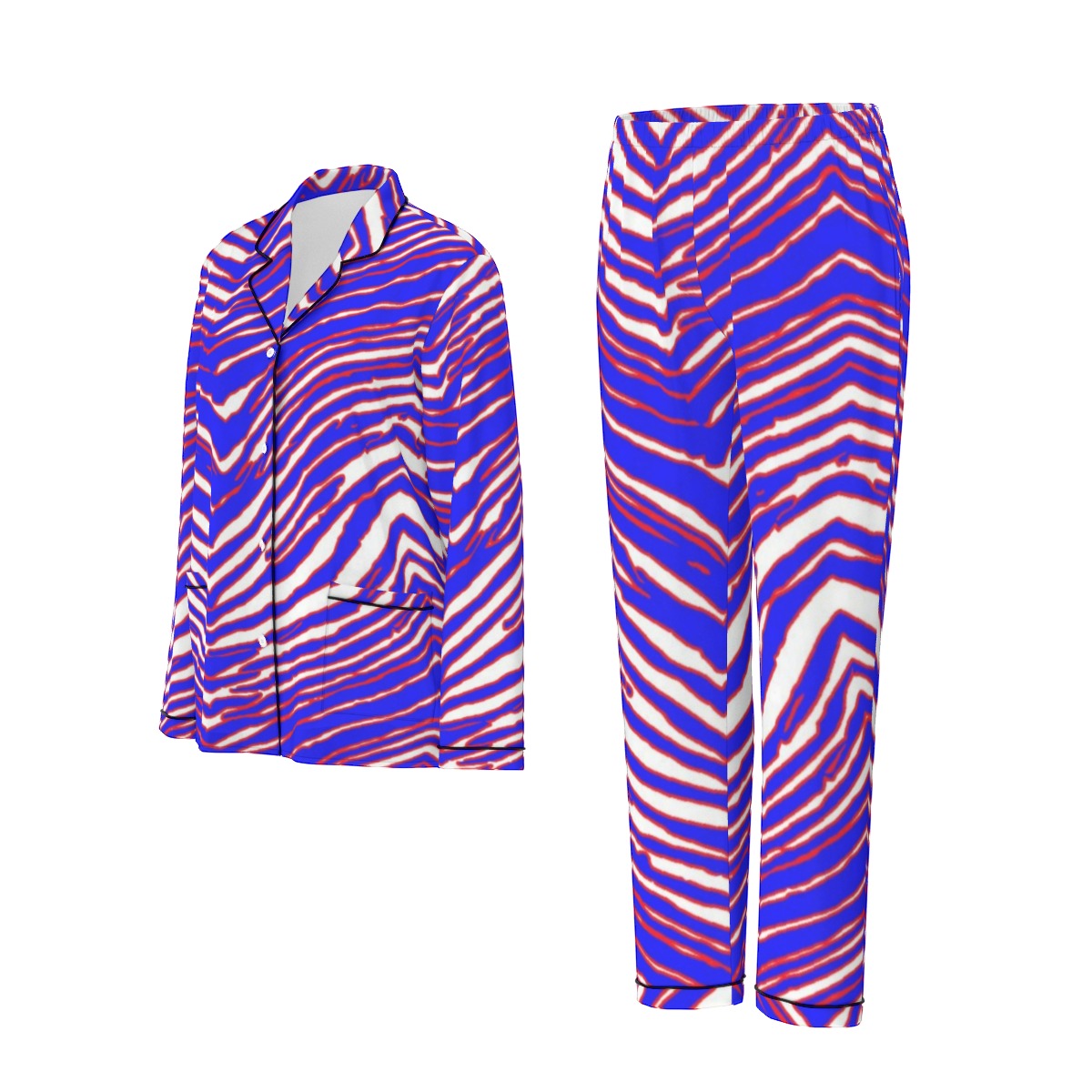 Buffalo Bills Zubaz Women's Long Sleeve Pajama Set With Black Contrast Piping