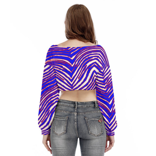 Buffalo Bills Zubaz Women's V-neck Long Sleeve Cropped Sweatshirt