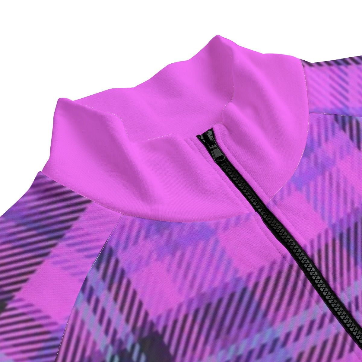 Isle of Skye  purple vibrant tartan Unisex Stand Up Collar Jacket | 310GSM Cotton