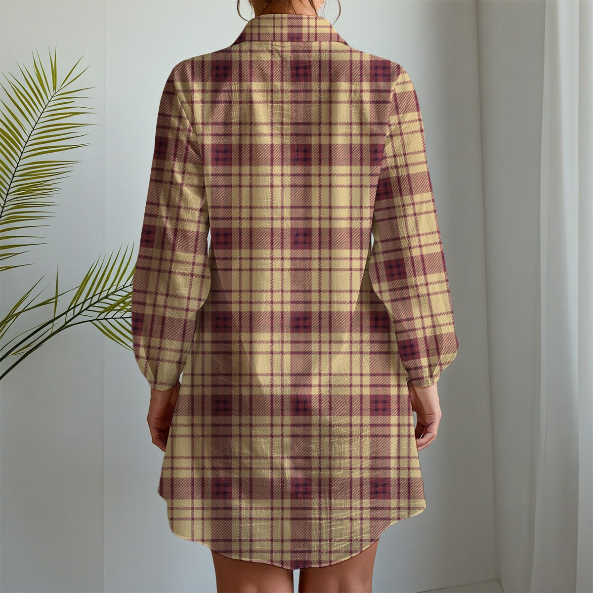 Florida  Seminoles Tartan Plaid Women's Long Sleeve Shirt Dress