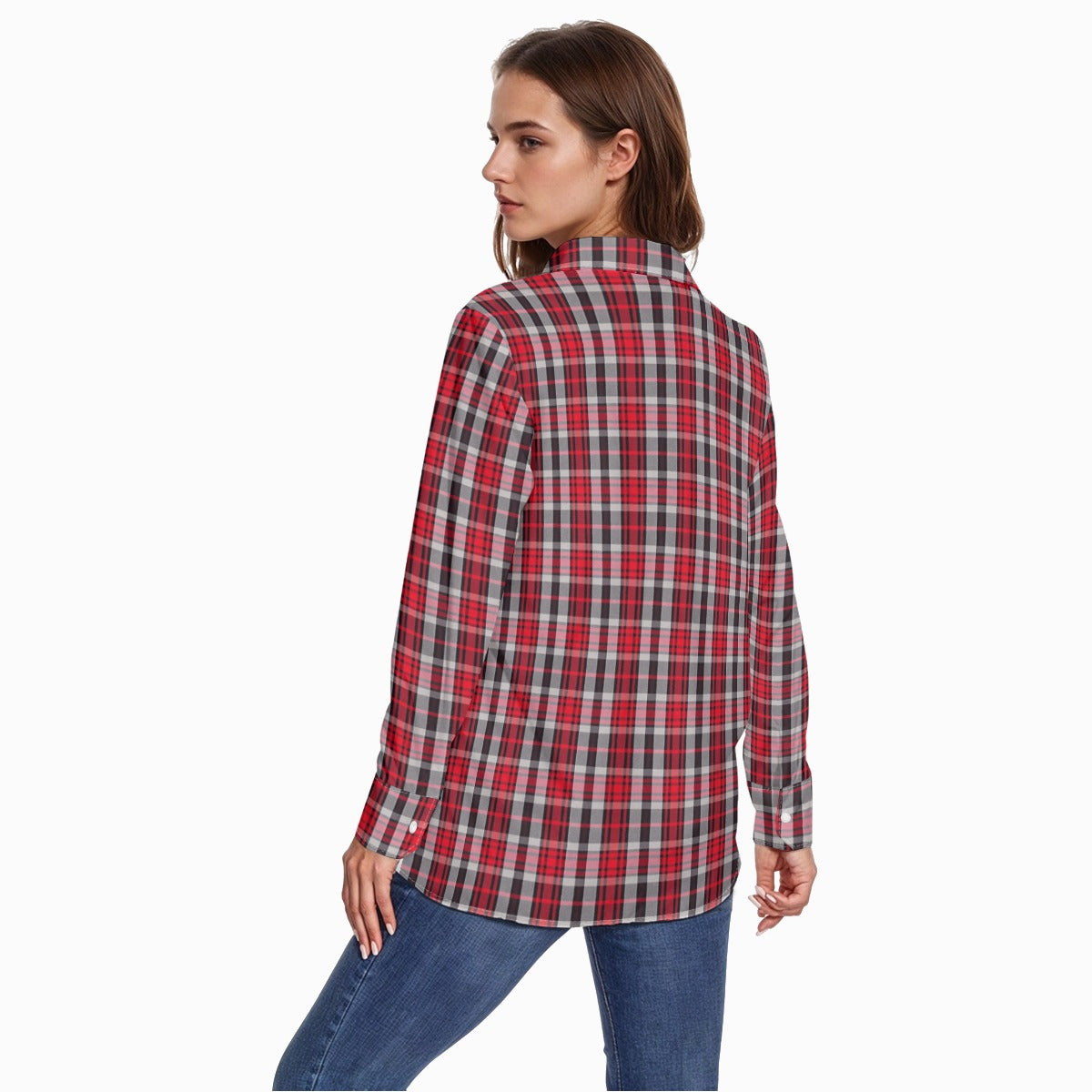 New Mexico Tartan Plaid Lobos Women's Comfort Shirt With Button|125GSM Cotton