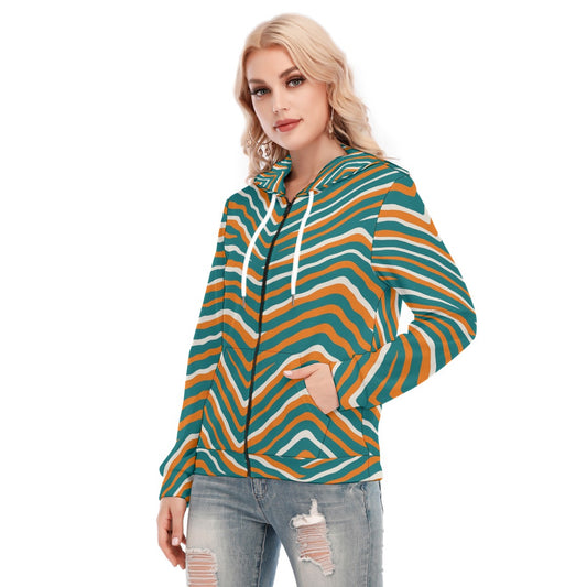 Miami Football Game Day All-Over Print Women's Hoodie With Zipper