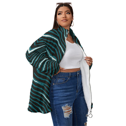 Philadelphia Football Game Day All-Over Print Unisex Borg Fleece Stand-up Collar Coat With Zipper Closure(Plus Size)