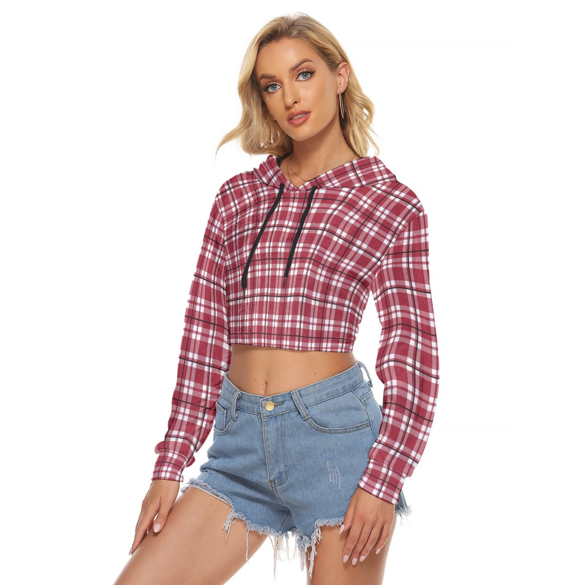Alabama - Crimson Tide Tartan plaid Women's Crop Top Hoodie|Velvet