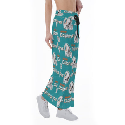 Miami Football Game Day All-Over Print Women's High-waisted Straight-leg Trousers