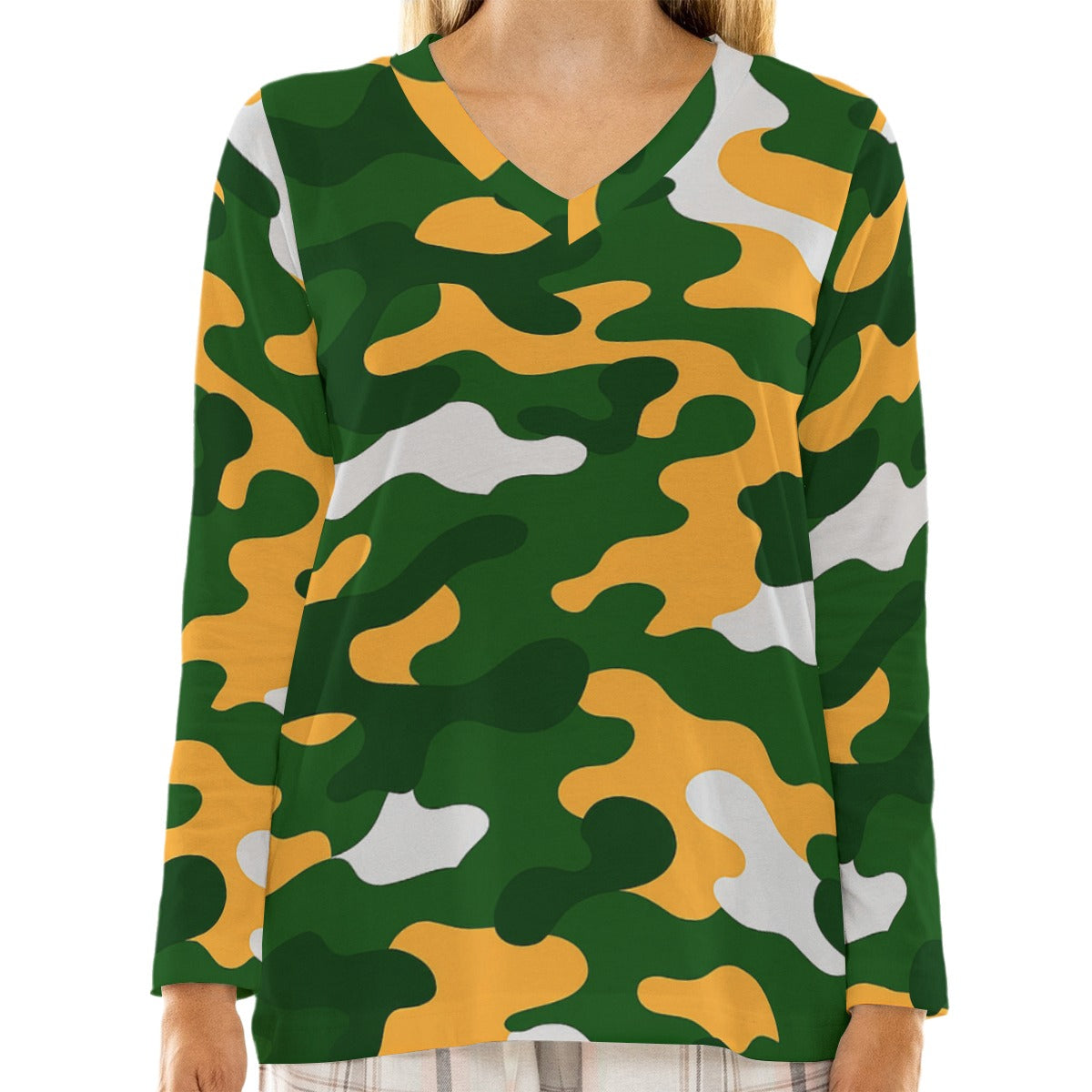 Green Bay Football Game Day All-Over Print Women's Loose V-Neck T-Shirt With Long Sleeve